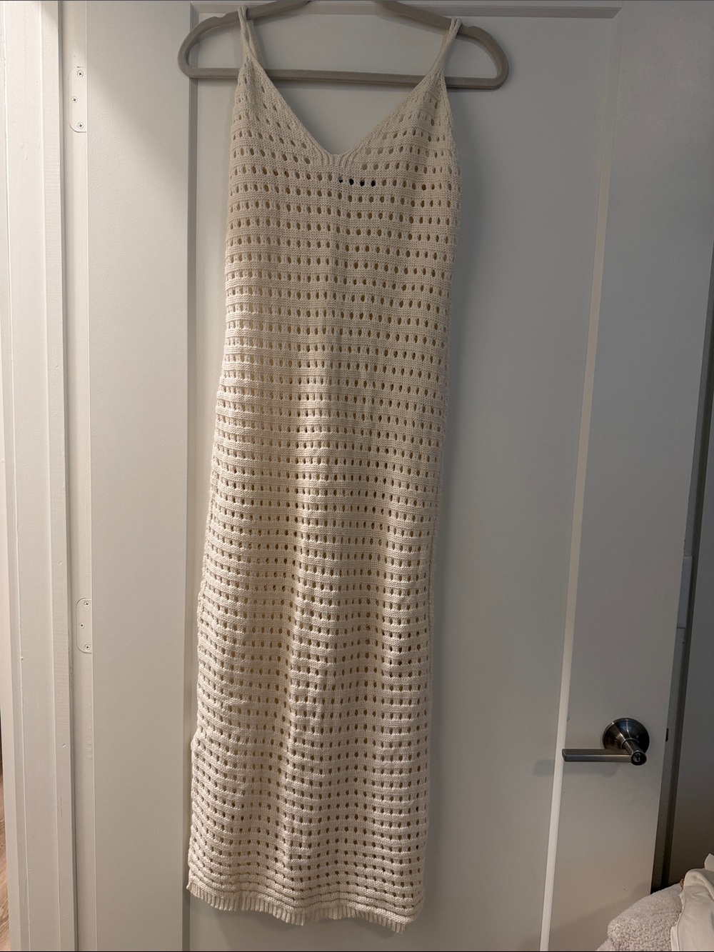 Nasty Gal Cream Crochet Maxi Slip Dress